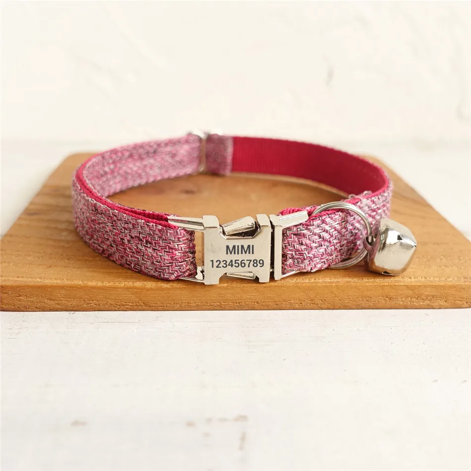 Cat Collar Cute Formal Dress Matching Pet Collar for Cats Small Dog Personalized ID Cat Collar with Bell Durable Adjustable Pink Cat Collar Cute Formal Dress Matching Pet Collar for Cats Small Dog Personalized ID Cat Collar with Bell Durable Adjustable Pink