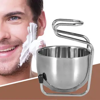 

2 in 1 Shaving Tool Kit Brush Stand Holder + Razor Brush Mug Bowl Grooming Set Stainless Steel Barber Shop Men Shaving Tools Set