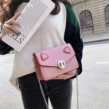 

Women Chain Shoulder Organ Bag With Pig Nose Hasp Crossbody Sling Messenger Bags Purse Solid Color Fashion Trend