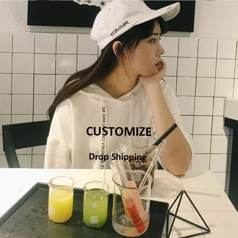 Прямая Ulzzang рубашки Харадзюку Kpop одежда женские повседневные футболки с Капюшоном Пользовательские ваши рубашки с капюшоном летний топ Y6
