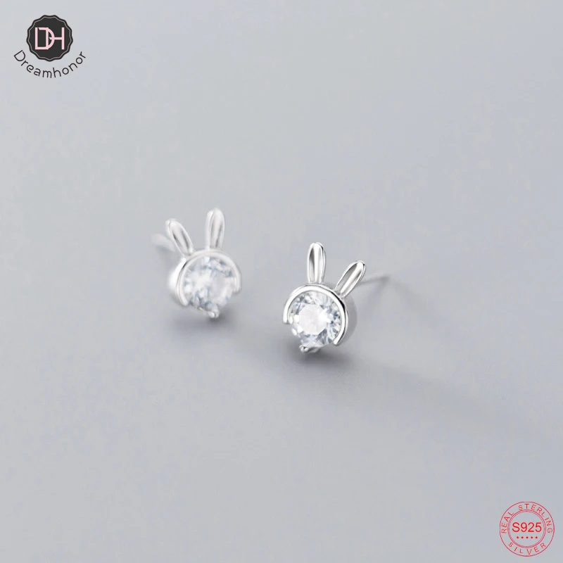 

Dreamhonor Real 925 Sterling Silver Crystal Rabbit Stud Earrings Wholesale Women Brincos Jewelry Valentine's Day Gift SMT630