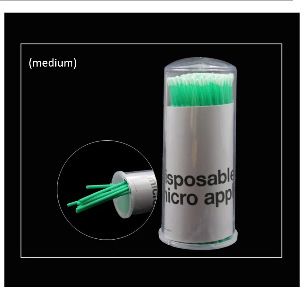 100 шт./кор. одноразовая щетка для ресниц тампон Microbrushes наращивания ресниц Инструменты отдельные ресницы снятия инструменты аппликаторы - Цвет: 08 Dark Green M