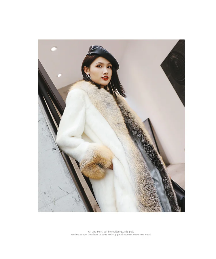 new mink coat Girls long section of the entire large fox fur collar coat 1008