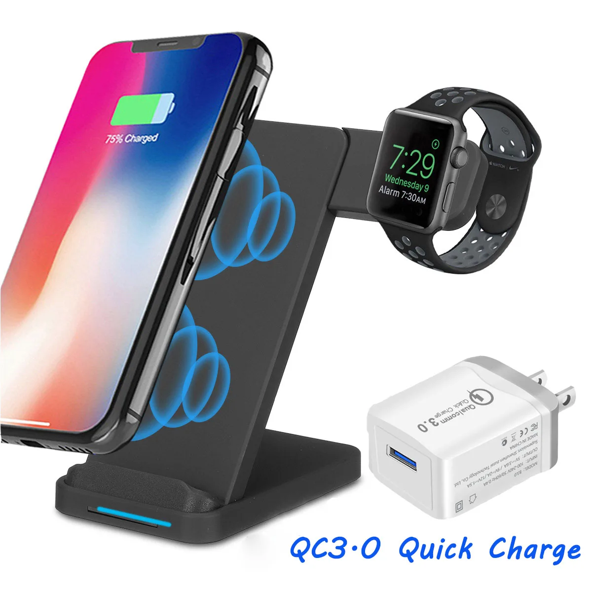 10 Вт Qi Беспроводная подставка для зарядного устройства Iphone X 8 для Xiaomi быстрое зарядное устройство для телефона док-станция для Airpod для Apple Watch 4 3 2