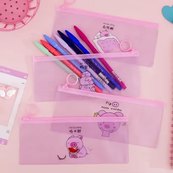 

Piggy Ring File Bag Student Stationery Pencil Bag High Capacity Pencil Pouch Creative Novelty Pen Case School Office Supplies