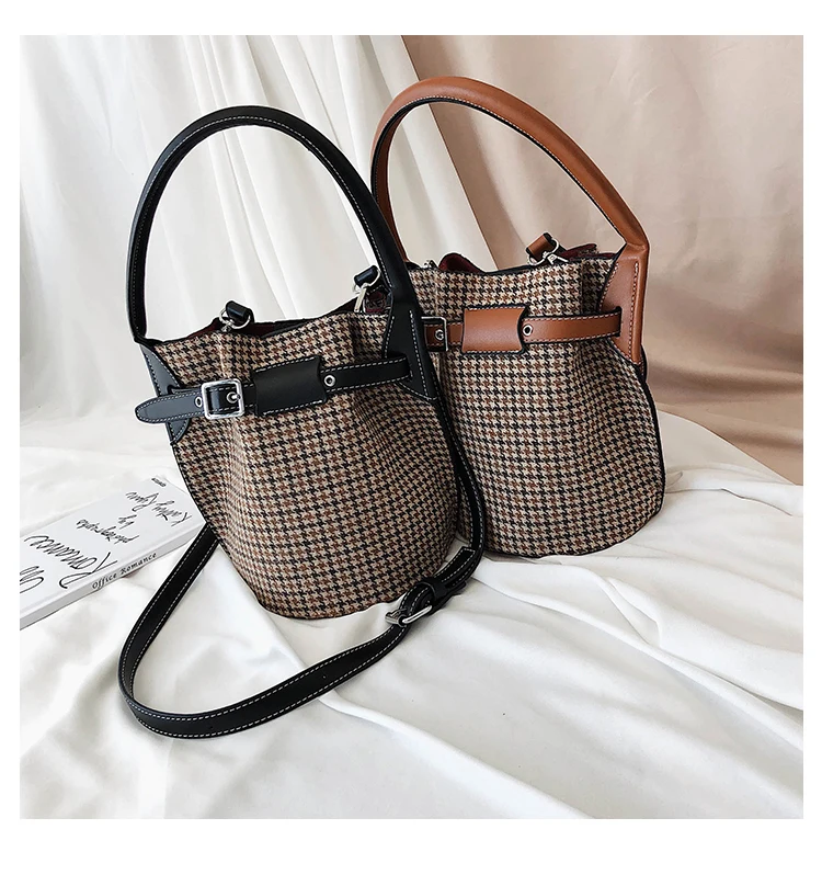 Wallike Designer Bags Brand Women Bags Leather Bucket Bag Single-Shoulder Crossbody Bags For Women Sac A Main Femme Black