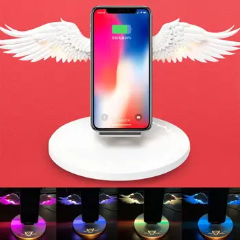 

Universal Colorful LED Qi Wireless Charge Dock 10W Angel Wings Fast Charger For iPhone 11 Pro X XR 8 Plus Smasung S9 S10 Plus