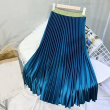 Белая, розовая, зимняя плиссированная юбка, женская, высокая талия, повседневная, длинная, Женская юбка-пачка, осенние макси юбки, femme jupe