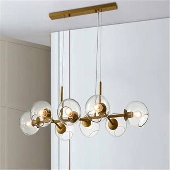 

Nordic Simple Style Glass Ball Chandelier Restaurant Hall Light Kitchen Bar Table Lamp E14 Hanging Lamp