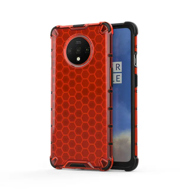 Красный ТПУ бампер Пластиковая Задняя панель для Oneplus 7 T чехол 2 в 1 Гибридный 360 Защита для Funda One Plus 7 T чехол Oneplus T7 противоударный - Цвет: Красный