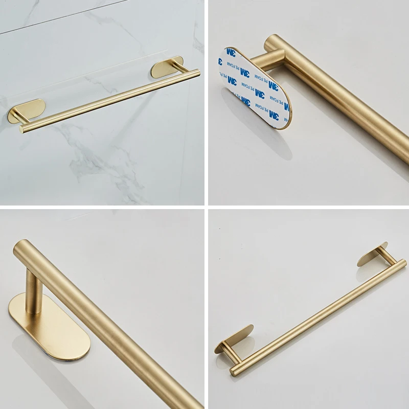 Bathroom Hardware Set Brushed Gold Robe Hook Towel Bar Toilet Paper Holder Bathroom Accessories ELLEN EL1001G bathroom hardware accessories bathroom hardware set toilet paper holder towel hook clothes hook