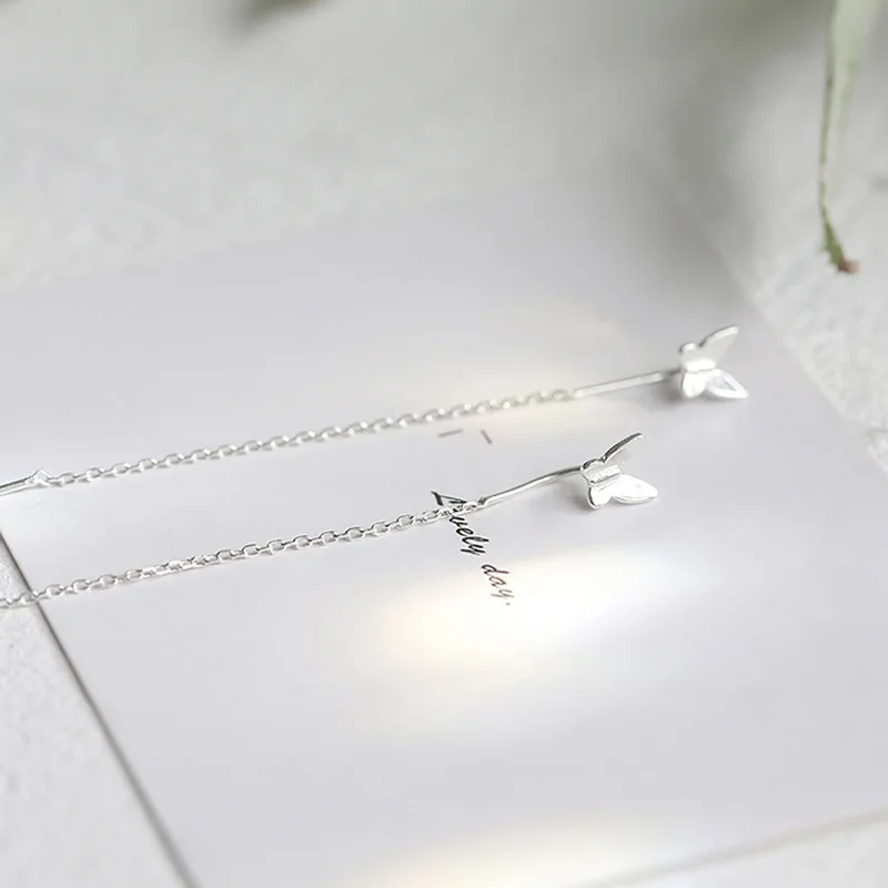Long Tassel Butterfly Drop Earrings Gold Silver Color 2021 Korean Hanging Women Earrings Fashion Party Jewelry Gift Dropshipping