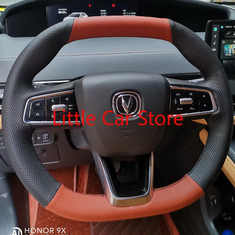 

For Changan Unik DIY Sew Hand Non-slip Top Leather Steering Wheel Handle Cover Car Interior Accessories