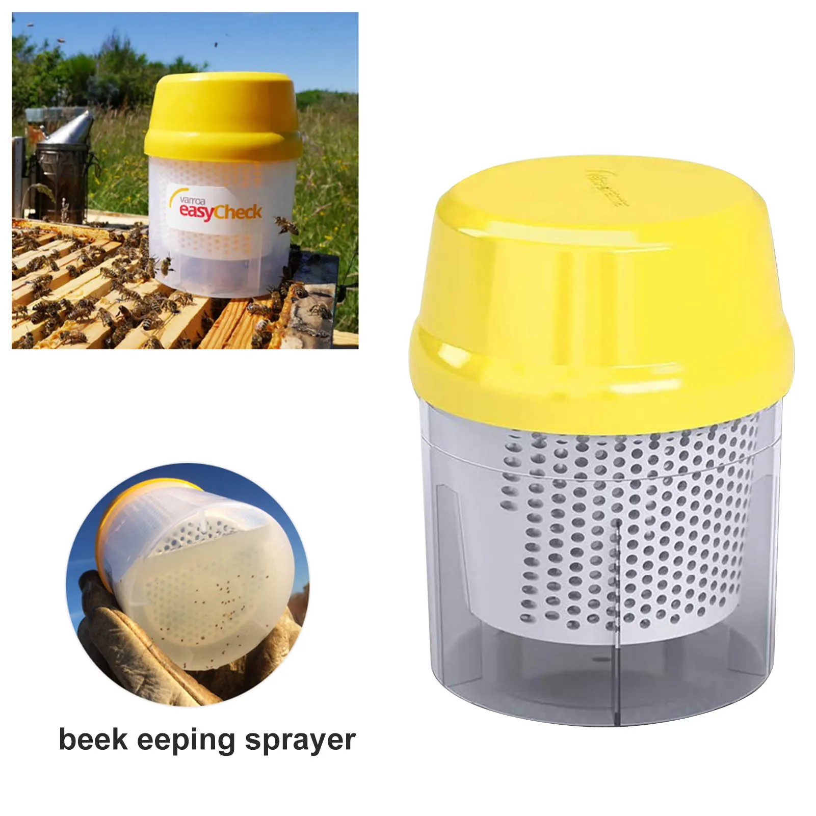 Botella de prueba de ácaros de apicultura, tratamiento de ácaros, miteatomizador Varroa, de fácil comprobación rociador de Control de parásitos, # WO