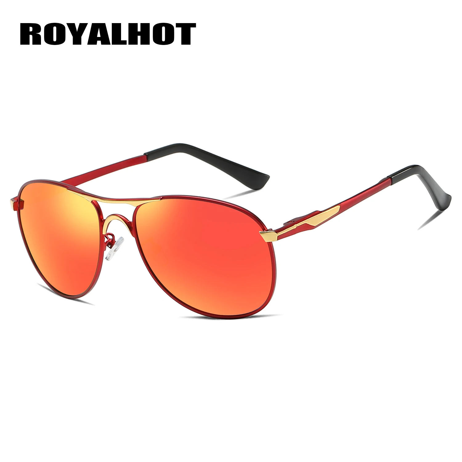 RoyalHot, мужские, женские, поляризационные, сплав, овальная оправа, солнцезащитные очки, для вождения, солнцезащитные очки, оттенки, Oculos masculino, мужские, p60016 - Цвет линз: brown red