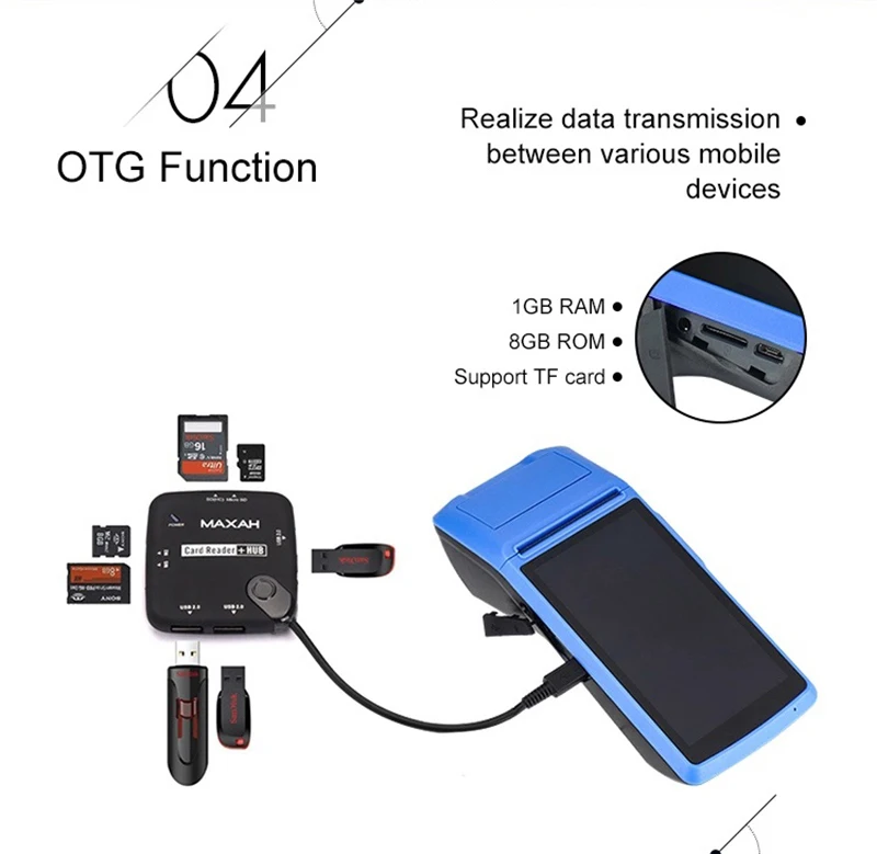 Handheld POS  Device Terminal Built In 58MM Thermal Receipt Printer Wifi Camera Android 8.1 Rugged PDA 1D 2D Barcode Scanner network scanner