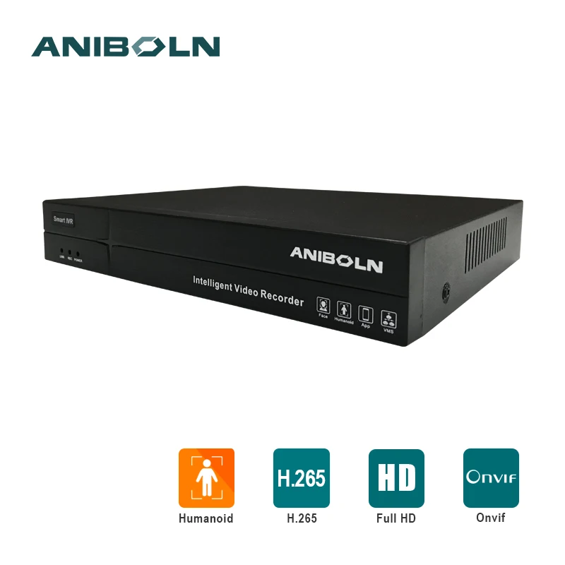 

ANIBOLN 8CH 5MP POE NVR For POE IP Camera Humanoid Detect CCTV NVR DC48V PoE For H.265 IP Cam P2P ONVIF Network Video Recorder