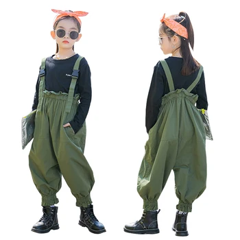 

Children Clothes Casual 2pc Sets Age For 4-14 Yrs Teenage Girls Long Sleeve T-Shirts+Overalls Autumn Winter School Style Outfits