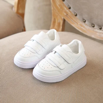 

Pure White Children Leather Sneakers Kid's Leisure Shoes Child Girls Boys Sports Shoes Breathable Spring Autumn SX148