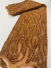 

African Lace Fabric 2020 High Quality Lace French Mesh Lace Fabric With Sequins Nigerian Tulle Lace Fabrics For Dress YA3253B-3