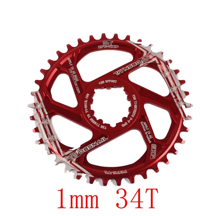 1mm 34T red Улитка GXP цепь 6 мм/1 мм смещение круглый Орел 30 т 32 34 36 38 40X9X0 XX1 XO1 MTB велосипед Звездочка зуб пластина для sram gxp - Цвет: 1mm 34T red