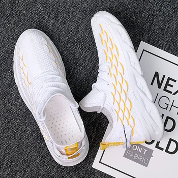 

High Quality 2019 Spring Summer New Men's Breathable Sneakers Mesh Shock Absorber Color Matching Casual Shoes Size 39-44