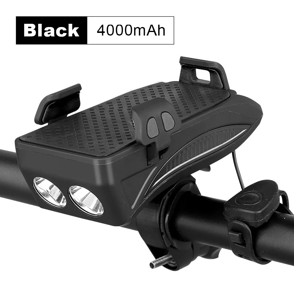 2000/4000LM Bicycle Light USB Rechargeable LED Bicycle Headlight Bike Horn Handlebar Phone Holder 3 in 1 multi-function light