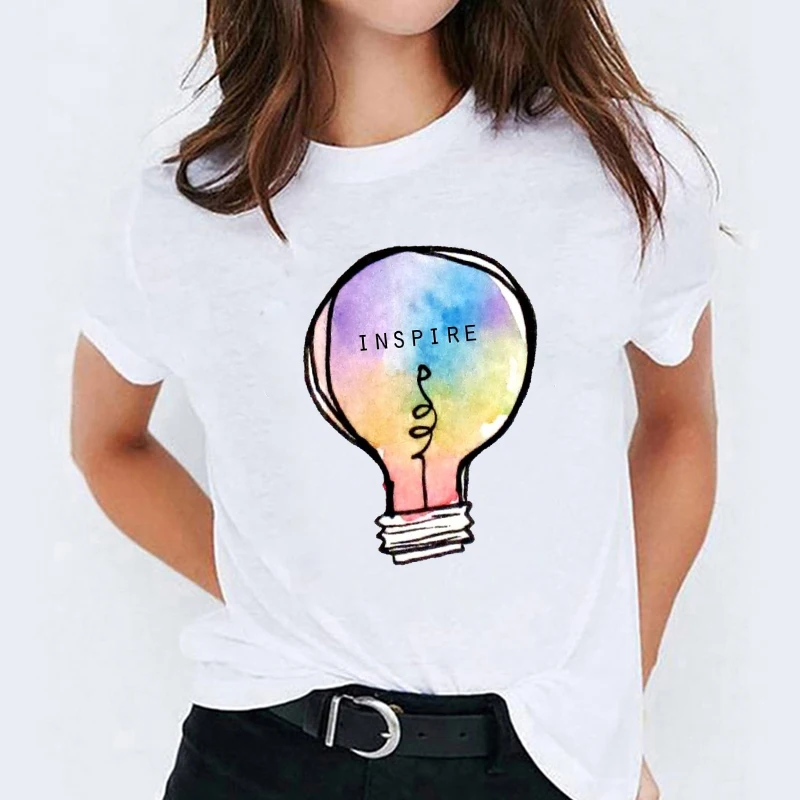 Топы И Футболки Для Женщин акварель модные милые 90s повседневная обувь с узором в