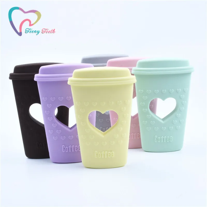 5 шт. BPA Free DIY сердце Милая силиконовая чашка кофе Прорезыватель детская соска сенсорная чашка игрушка-брелок аксессуары пастельные цвета