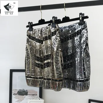 

LPSK Elastic Waist Skirt Heavy Work Sequined skirt/Bag Hip Skirt Wish Cross-Border Women's midi skirt/long skirt/winter skirt