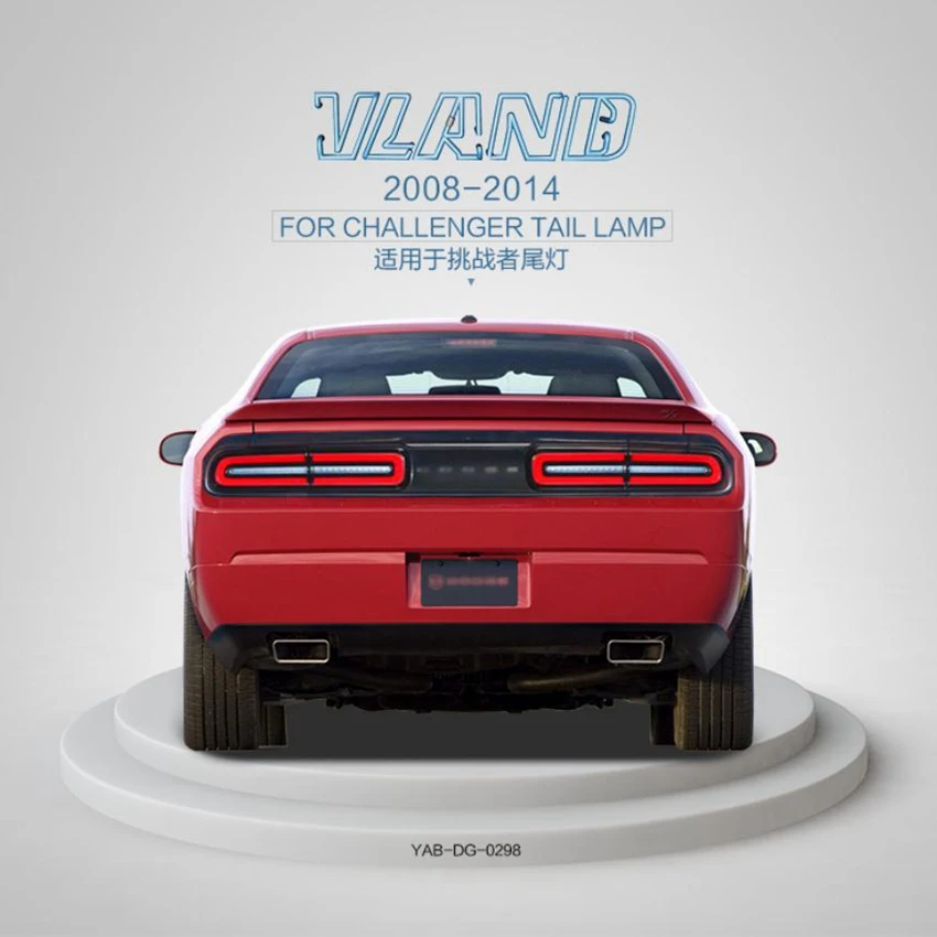 VLAND завод для задний габаритный фонарь автомобиля для Challenger задний фонарь 2008 с полным светодиодный задний фонарь с последовательным индикатором