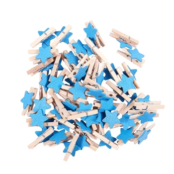 

Card Photo Clothespin Pegs Star Crafts Mini Wooden Clip 50pcs Blue