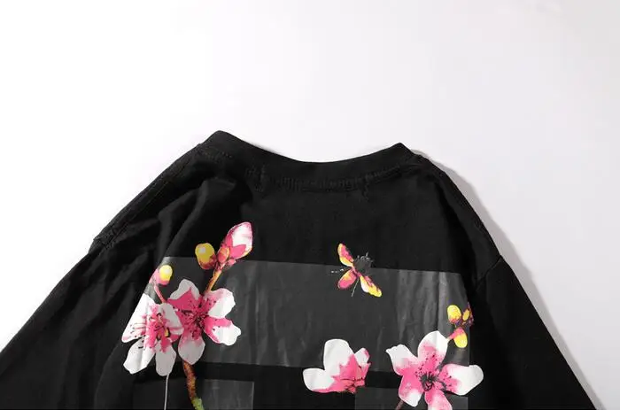 Новинка 19SS Off-White OW вишневые модели унисекс для влюбленных пар хлопковая модная футболка с короткими рукавами и круглым вырезом