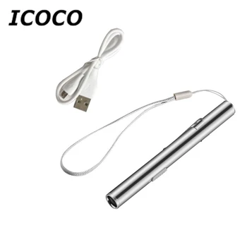 

ICOCO Handy Pen Light USB Rechargeable Mini Energy-saving Flashlight LED Torch + Stainless Steel Clip Super Bright