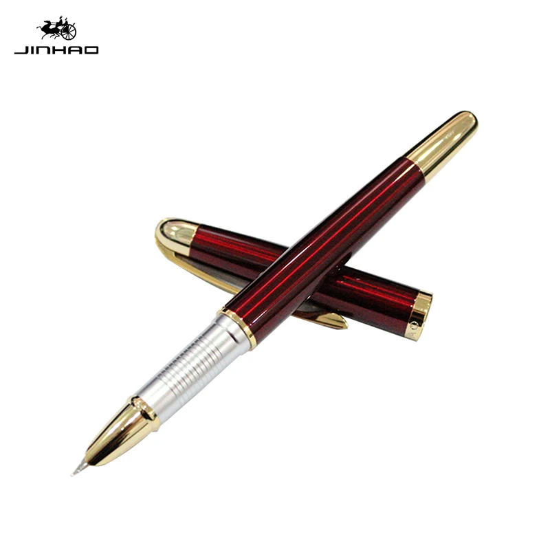 Ручка перьевая Jinhao 606 из чистого серебра и золота с зажимом 0 38 мм|fountain pen|metal ink penink