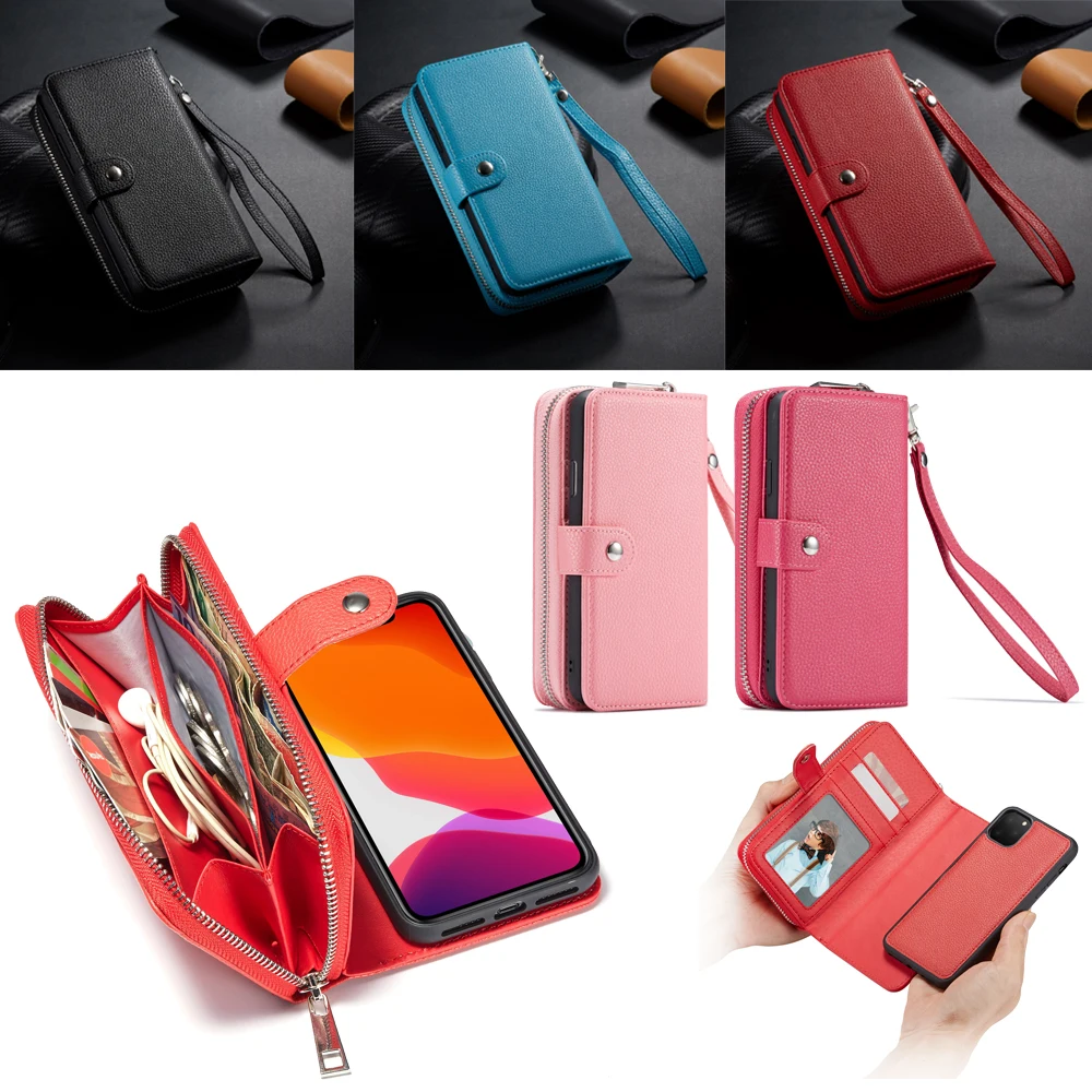 

Zipper Wallet Leather Case For Apple iPhone 11 Pro Max Xs X Xr 8 7 6 6S Plus 5 5s SE Handbag Pouch Phone Case Flip Cover