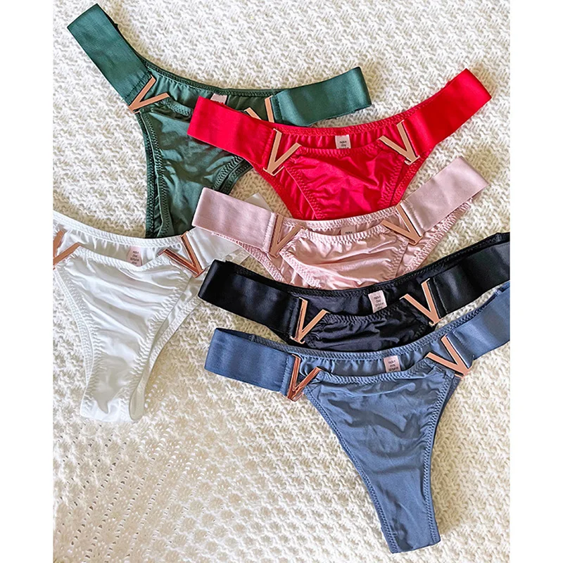 Sexy Underwear Seamless Women Panties Low Rise Thong Luxury Metal