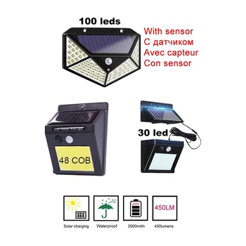 

Outdoor Solar Rechargeable Wall lamp leds Garden light PIR Motion Sensor Night Energy Saving Waterproof Security lighting indoor
