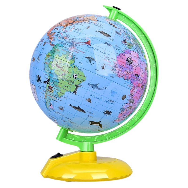 

BMBY-8 inch Desktop Globe Led Night Light with Stand Illuminated World Globe for Kids, Colorful, Easy-Read, Battery Operation, G
