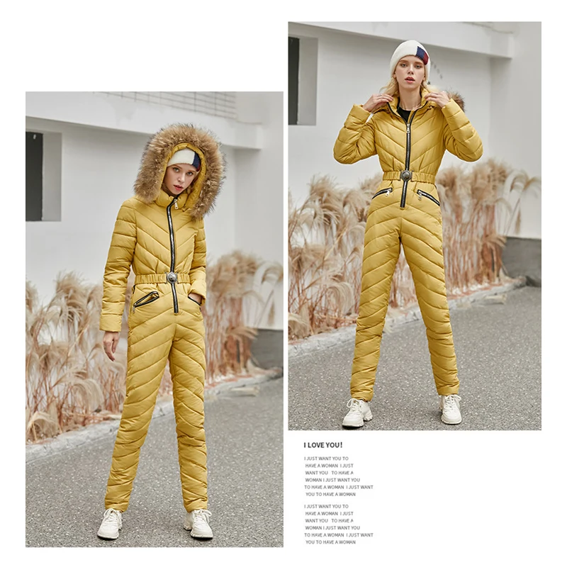 New Women Ski jacket and Pant Ski suits Females Jumpsuit Women Snowboard Waterproof Overall Russia