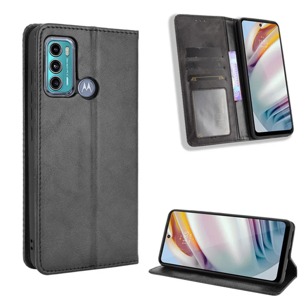 Motorola Moto G60S Hoesje, Sprankelend Lederen Case, Premium PU Lederen Flip Wallet Case met [Magnetische Sluiting] [Kickstand] [Kaartsleuf] Ultradunne notebookhoes voor Motorola Moto G60S blauw
