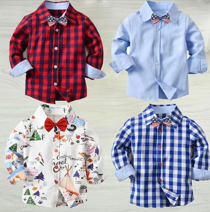 

2019 big boy spring and autumn long-sleeved shirt children cotton shirt boy baby European and American long-sleeved shirt