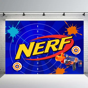 

Photography Background Nerf Gun Blue Party Painting Color Target Personalized DIY Custom Photo Studio Background Backdrop Vinyl