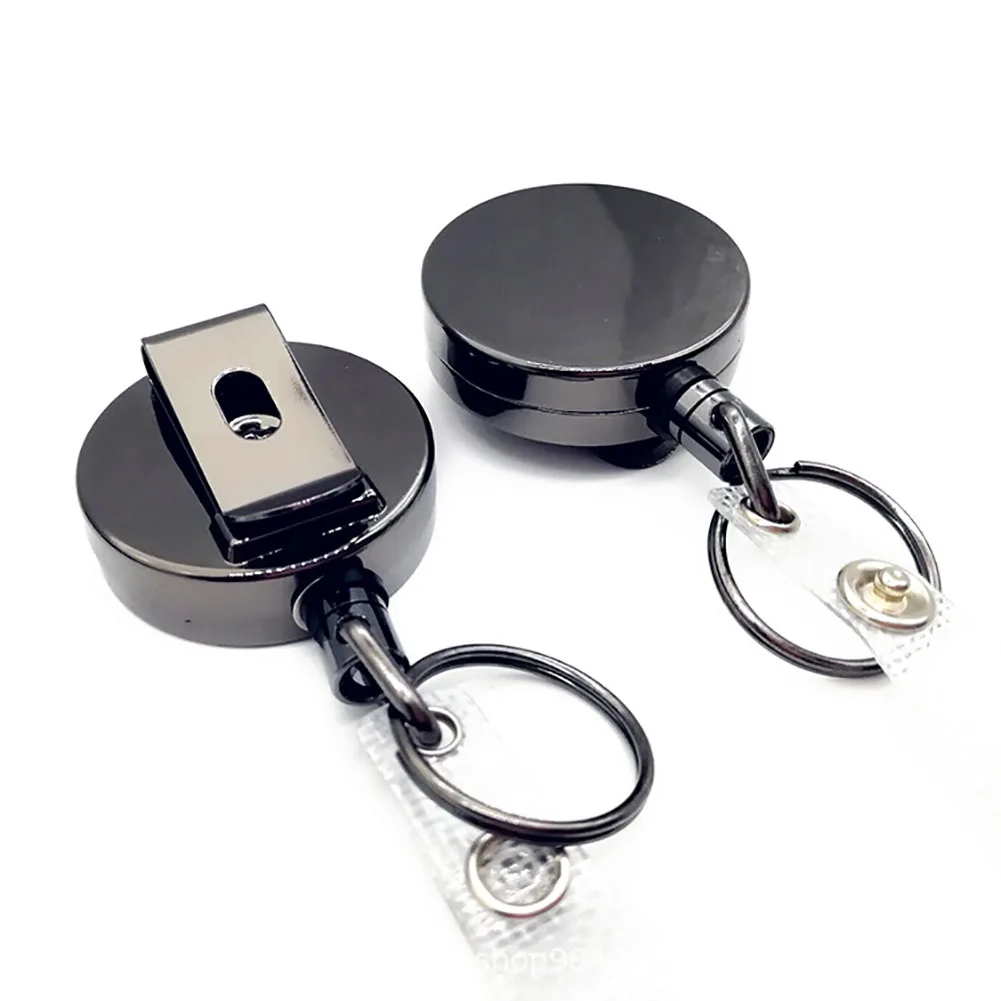 2PCS Lanyard Metal Office Clip Recoil Key Ring Heavy Duty Retractable Name Card ID Keychain Pull Belt Badge Holder Reel