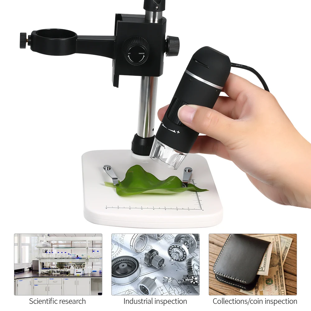 

300X Magnification 5M Pixels USB Digital Microscope with Stand Magnifier with 8-LED Light