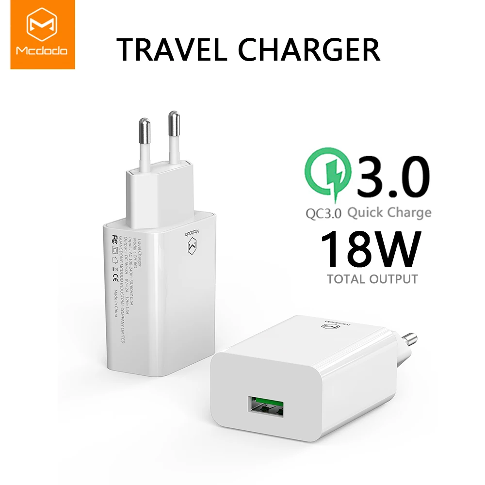 

Mcdodo USB Charger 18W Quick Charge 3.0 Mobile Phone Charger for iPhone Fast QC 3.0 Charging for Huawei SCP Samsung Xiaomi redmi