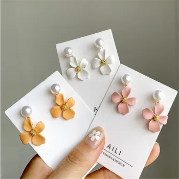 

Outdoorfashion Stud Earrings Girlparty Pearl Dangle Floweralloy1pairkorean