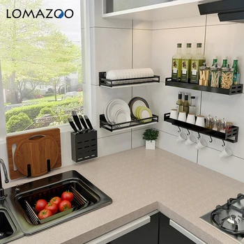 

Kitchen Organizer Spice Rack Dish Rack Corner Shelf Free Perforated Storage Rack Knife Holder For Kitchen Tools Rack Acessory