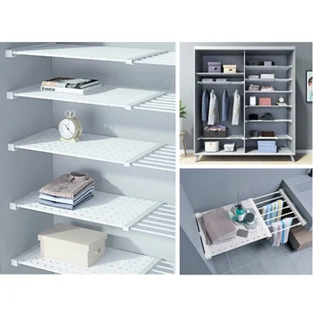 

Expandable Shelves Closet Tension Shelf Storage Rack Wall Mounted Kitchen Rack Space Saving Wardrobe Decorative Shelves Holder