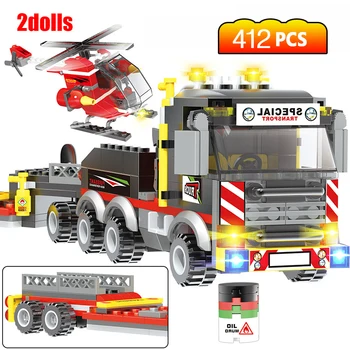 

412pcs City Urban heavy helicopter transporter City Police Bricks Toys For Children Gifts Compatible with